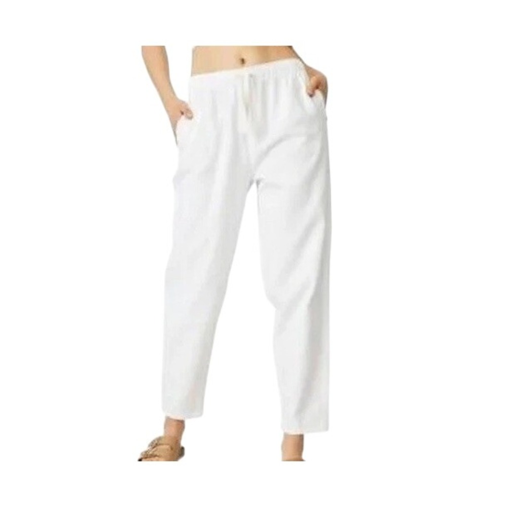 Cotton On Drawstring/Elastic Waist Pants Women's Size 2 White Relaxed Fit